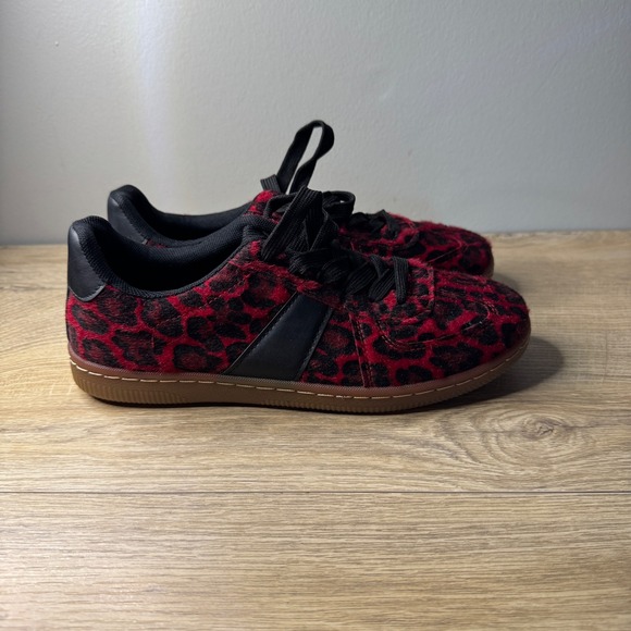 Azalea Wang Avenger Sneakers Womens 8 Red Leopard Print Chunky Y2K Streetwear - Picture 1 of 11